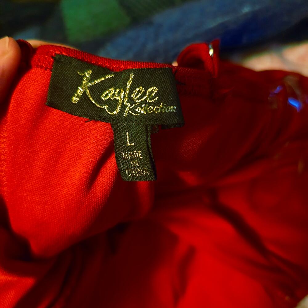 Kaylee Kollection y2k babydoll bodycon beaded red maxi dress size large - Picture 5 of 6